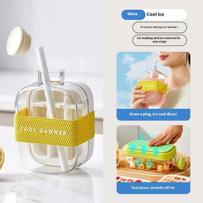 🧊No-Spill Silicone Ice Tray with Lid & Straw🥶❄️
