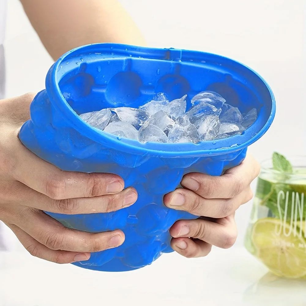 🧊2-in-1 Large Ice Bucket Mold with Lid🥶❄️