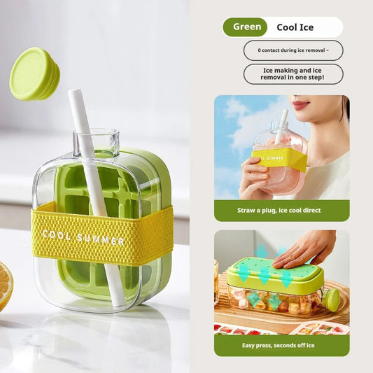 🧊No-Spill Silicone Ice Tray with Lid & Straw🥶❄️