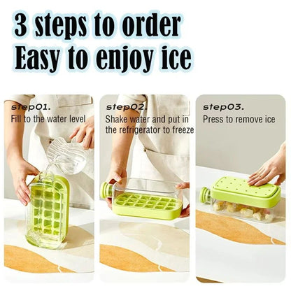 🧊No-Spill Silicone Ice Tray with Lid & Straw🥶❄️