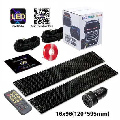 🌟LED Matrix Car Panel – App Controlled RGB Light 💡✨